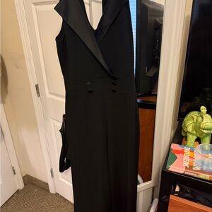 Sleeveless Black V-Neck Women's Dress